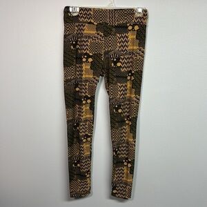 LuLaRoe Black and Yellow Patterned Leggings